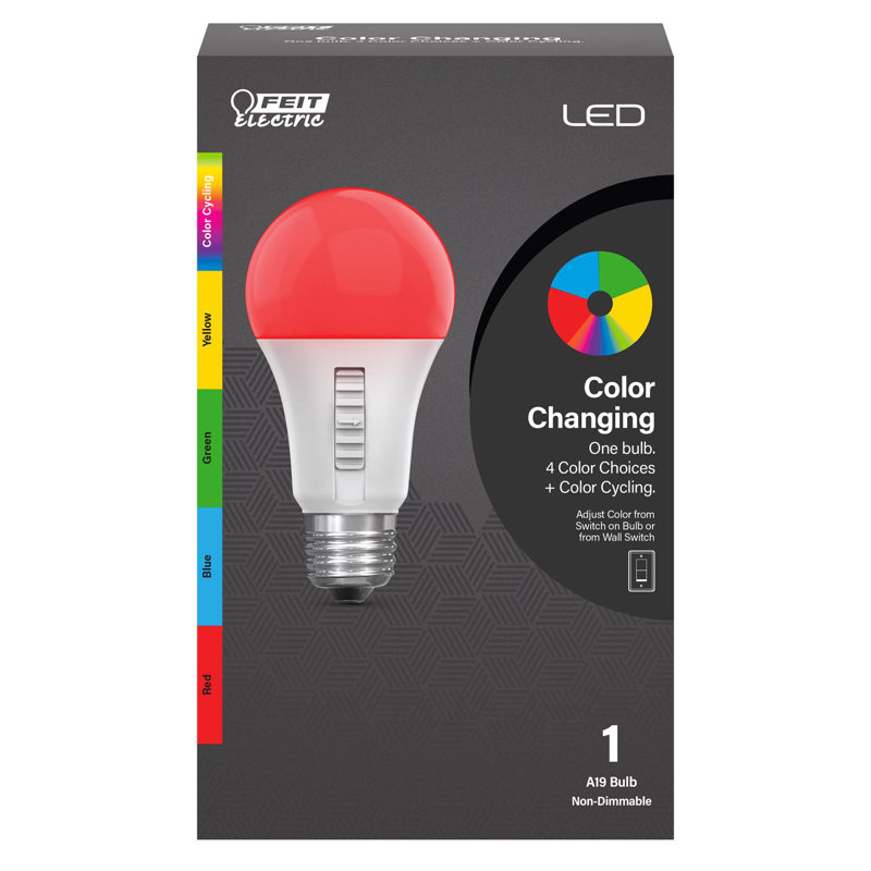 Ampoule de fête Feit A19 E26 (moyenne) à changement de couleur de 4,5 watts, équivalente à 4,5 watts