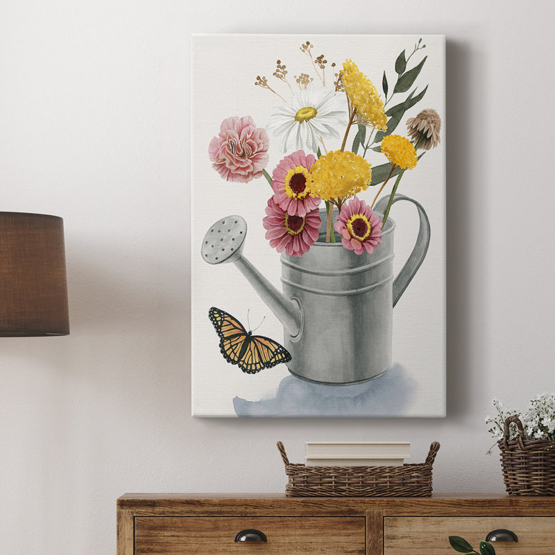 Arrosoir, bouquet I - galerie sur mesure, H 18 po x l 12 po