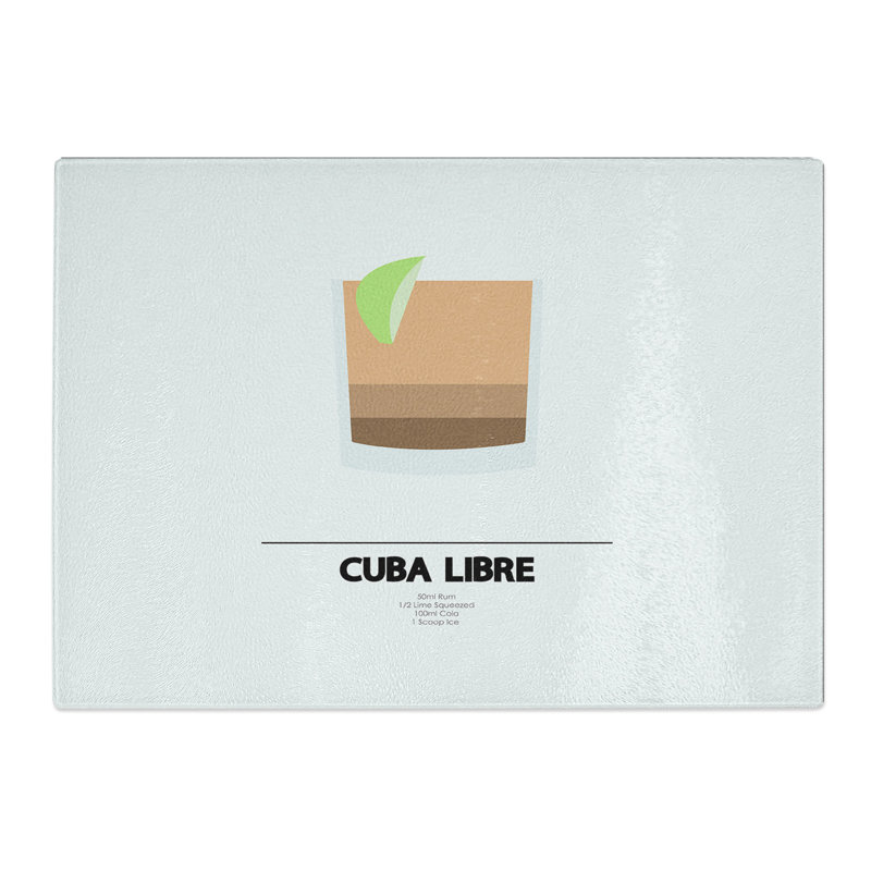 Cuba Libre Cocktail Chopping Board, 0.4cm H x 28.5cm W x 39cm L