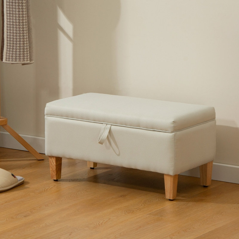 71cm Wide Footstool Ottoman, Beige