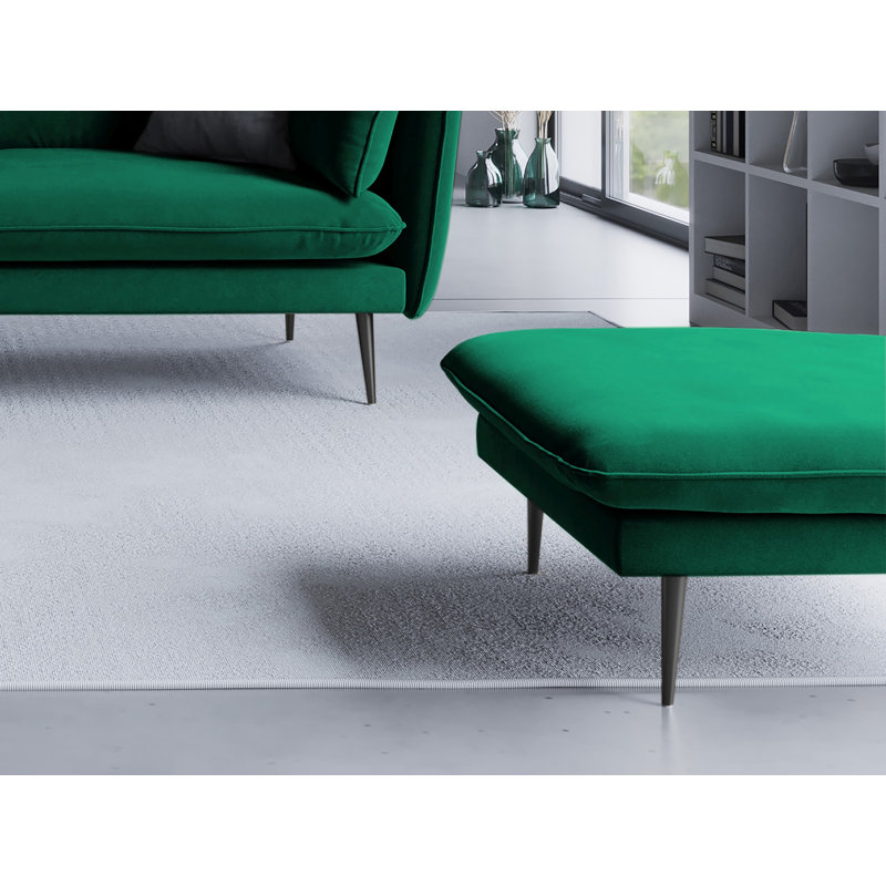 Adoraim 100cm Wide Rectangle Solid Colour Footstool Ottoman, Black, Green
