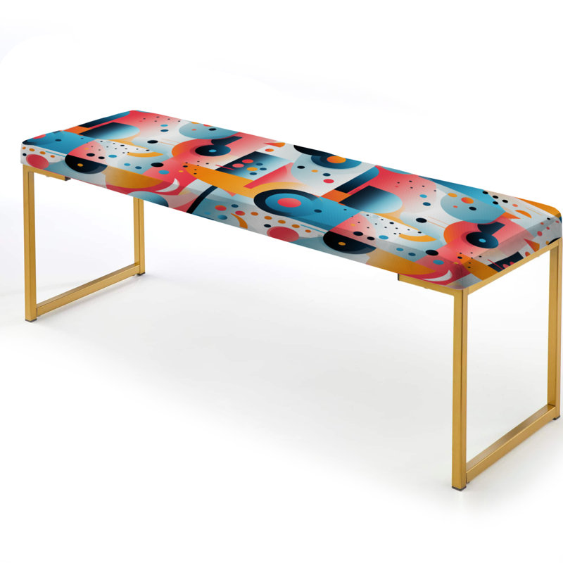 Pink And Blue Poupart Trendy Patterns - Geometric Upholstered Gold Bench