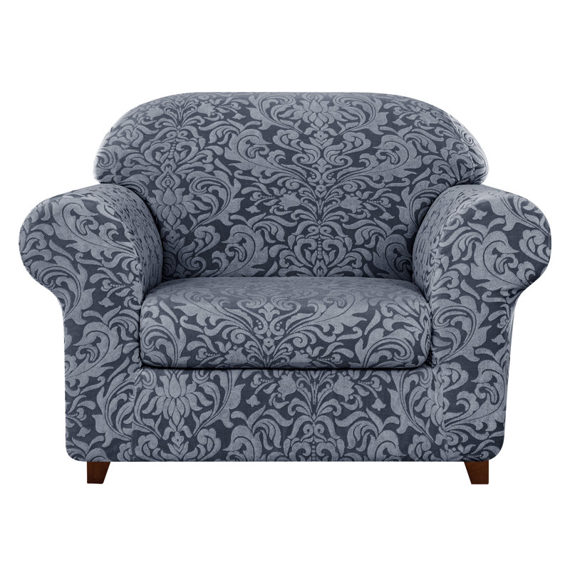 Housse pour fauteuil à coussins carrés/rectangulaires, Bleu-gris