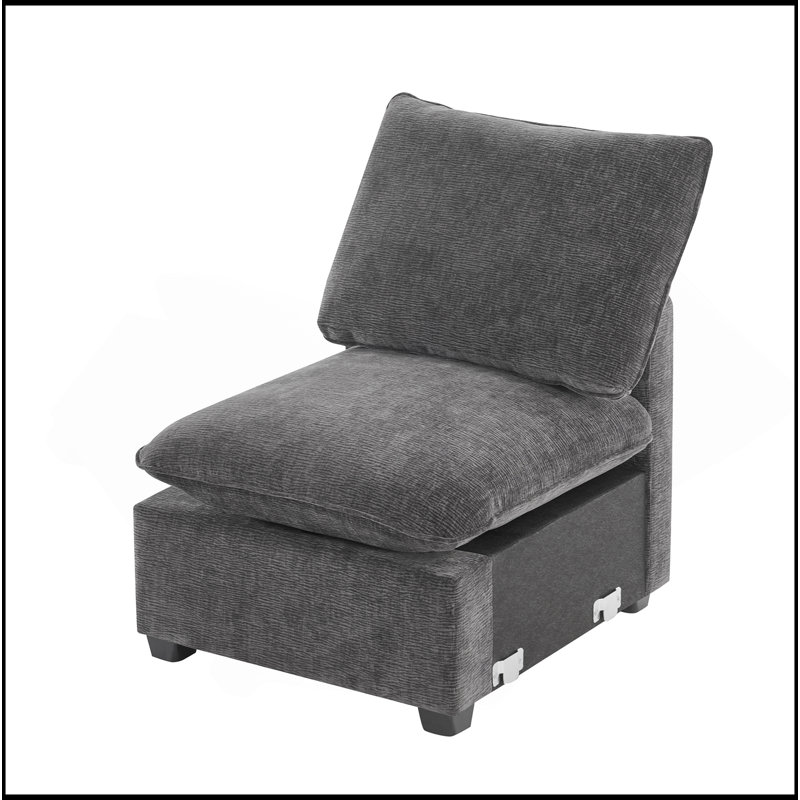 30*26" Single Seat Module for Modular Sectional Sofa,Deep Seat,Chenille,2 Colors, Dark Gray