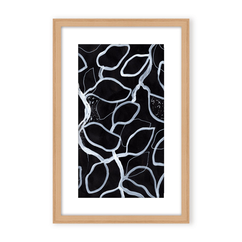 Abstract Tangled by  - Picture Frame Graphic Art on Paper, 24" H x 16" W x 1.125" D, Framed Matted Print, Black