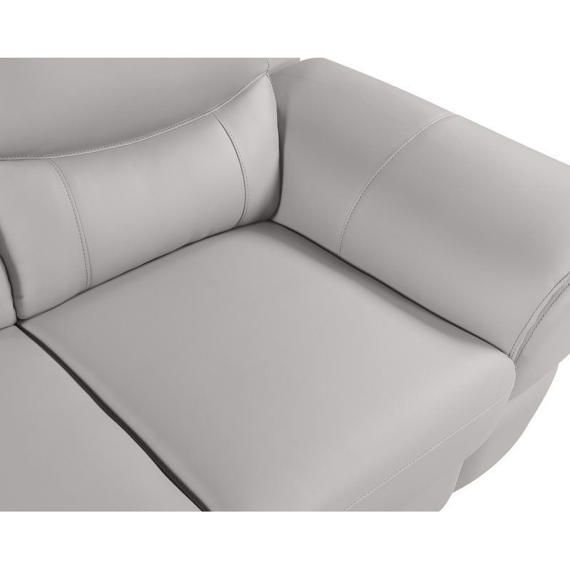 Jalo Genuine Leather Pillow Top Arm Loveseat, Light Gray