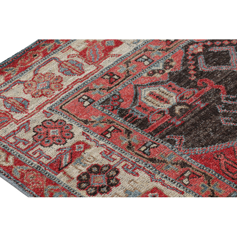 Rug & Kilim’S Kurdish Tribal Style Rug In Red And Brown With Geometric Patterns