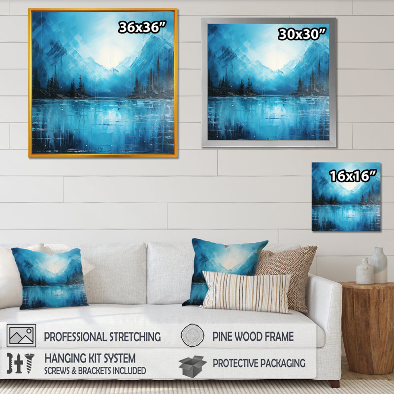 Northern Sky Blue Harmony, reproduction d'art sur toile, Cadre flottant blanc, H 36 po x l 36 po x P 1,5 po