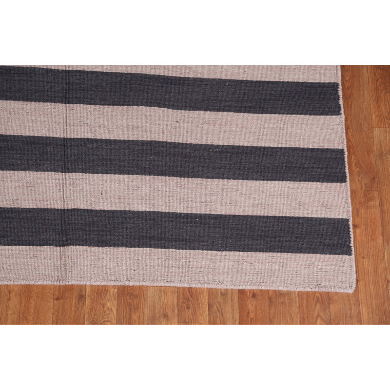 Tapis oriental rayé Gabbeh noué à la main 5 x 8