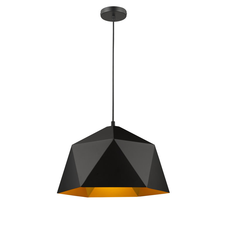 Luminaire suspendu moderne 1 lumière Avila, H 69 po x l 18 po x P 18 po, Noir et or