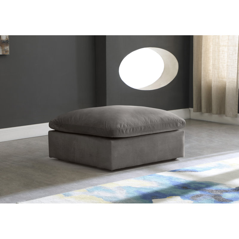 Cozy 39" Wide Rectangle Standard Ottoman, Grey Velvet