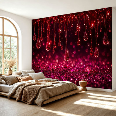Papier peint adhésif autocollant à paillettes bourgogne brillant brillant vin rouge vin de luxe coloré autocollant amovible papier contact mural pour le salon Chambre H 69 po x l 96 po