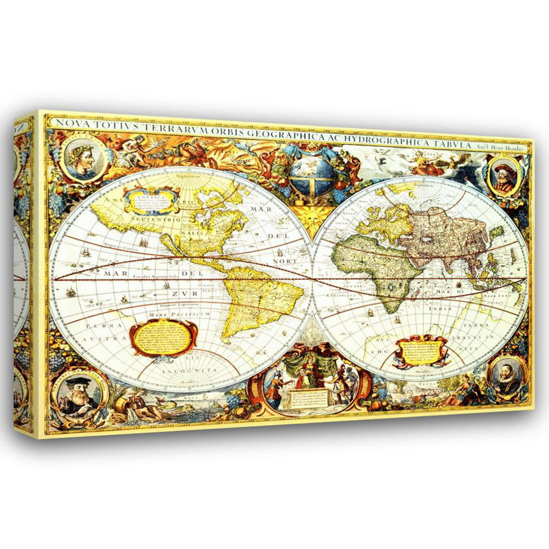 Old World Map, 12" H x 18" W