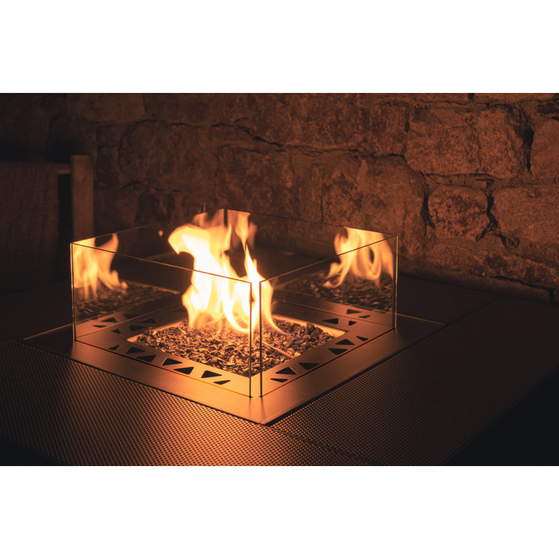 Square Table Gas Fire Pit with Attachable Table, 10 kW,