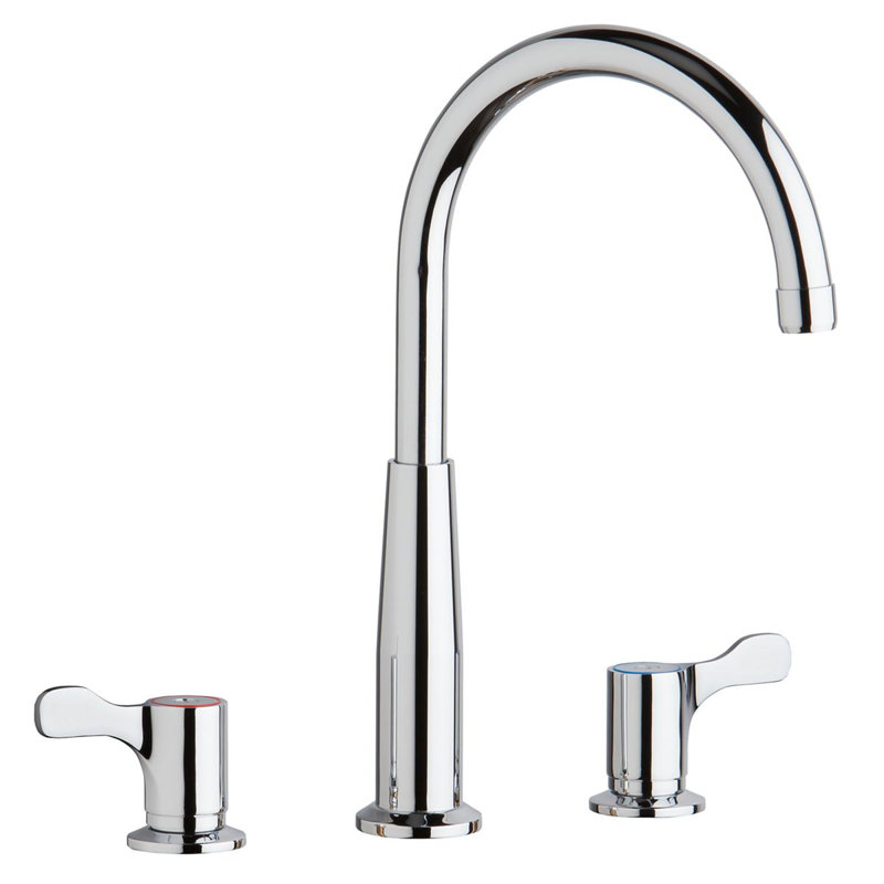 Pull Down Double Handle Kitchen Faucet With Deck Plate And Handles