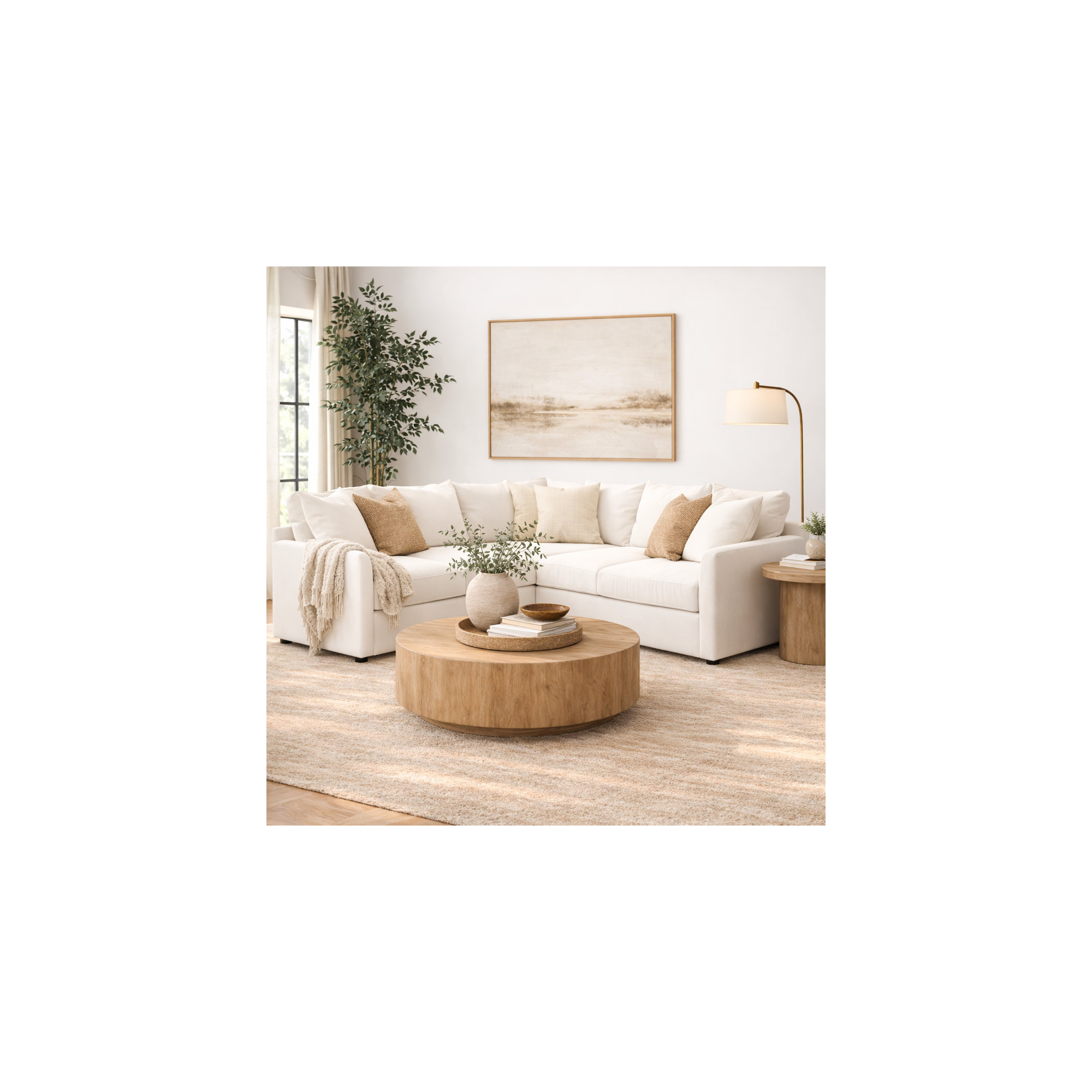 Cecelia Upholstered L-Sectional, Bayou Natural Canvas, Right Hand Facing