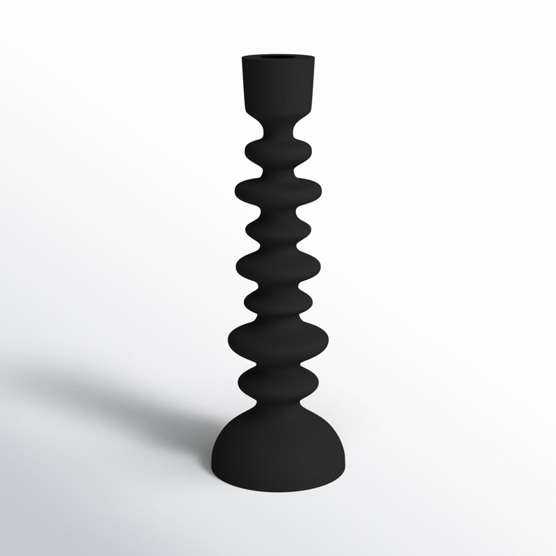 Giedre Aluminum Tabletop Candlestick, 12.25" H x 4.5" W x 4.5" D, Black