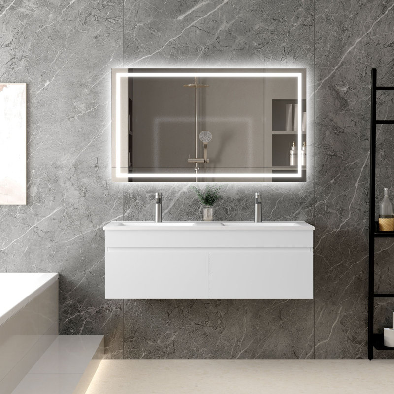 1200mm Double Bathroom Vanity with Integrated Ceramic Basin, Grey