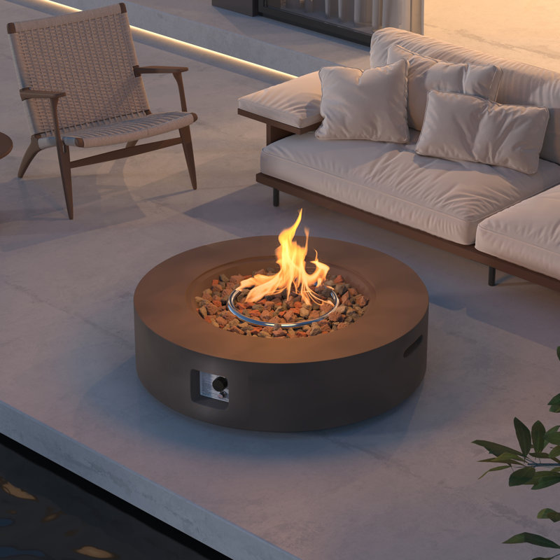 Table de foyer d'extérieur au propane en béton Borgia, Bronze foncé