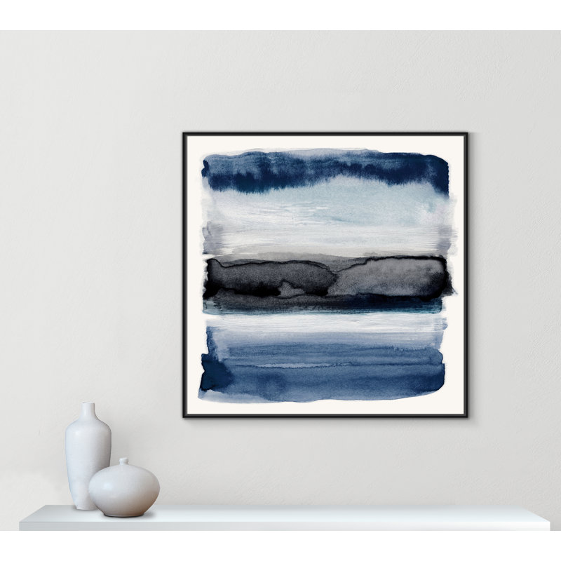 Collection Sky «Navy Sky II» par Nan, H 46,5 po x l 46,5 po, Cadre flottant noir