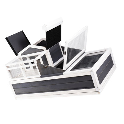 Intérieur / extérieur 3 maison de tortue de 44 x 25,6 x 24 po avec un design spacieux et des rampes en métal pour le mouvement 3 pièces
