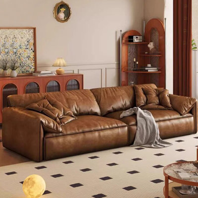 Brown Faux Leather Modular Sofa cushion Fourseat