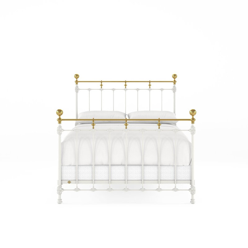152 Excelsior Bed | Complete Standard, Queen, Gloss White/Light Gold