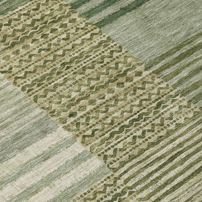 Machine Washable Indoor/Outdoor Chantille ACN2749 Striped Rug, 8' x 10', Green