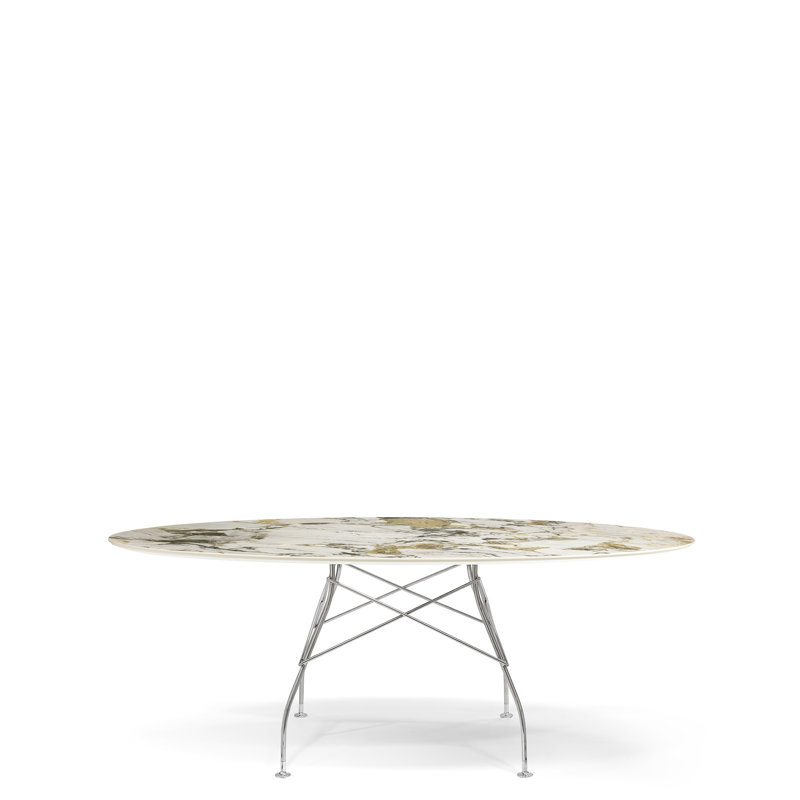 Table de salle à manger ovale brillante, Acier chromé, Symphonie