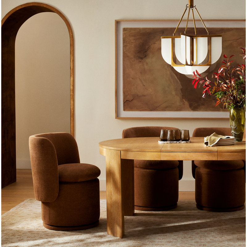 Adrielle Swivel Barrel Chair with Tear-Resistant Fabric, Linen Elite Camel