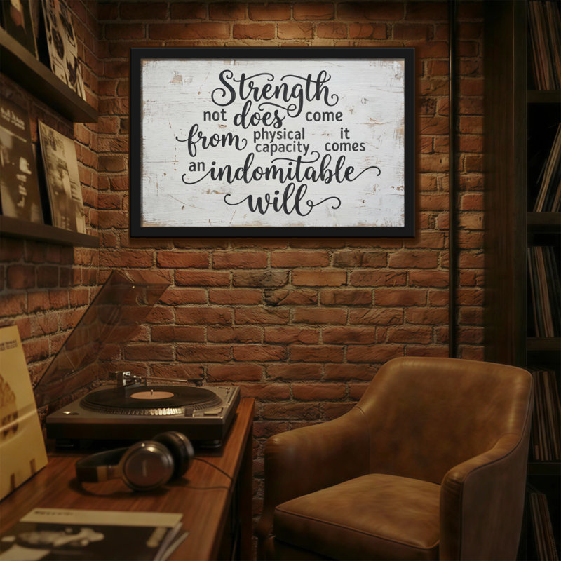 Texte et chiffres «Force Not Is Come From physique capacité, il s'agit d'un testament indomptable» - peinture sur toile encadrée