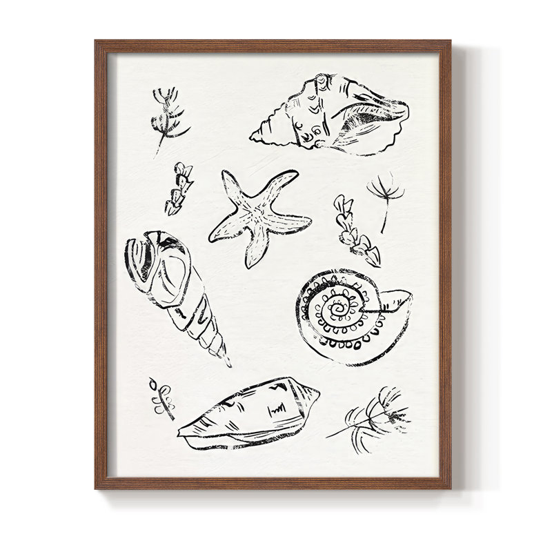 Sea Spirals II, reproduction encadrée - bois massif, H 21 po x l 17 po, Noyer