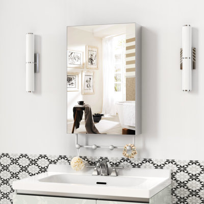 Armoire de toilette 16 po x 24 po en aluminium avec tablettes réglables, charnières silencieuses, facile à installer pour l'organisation de médicaments muraux multiples en aluminium de haute qualité, formaldéhyde