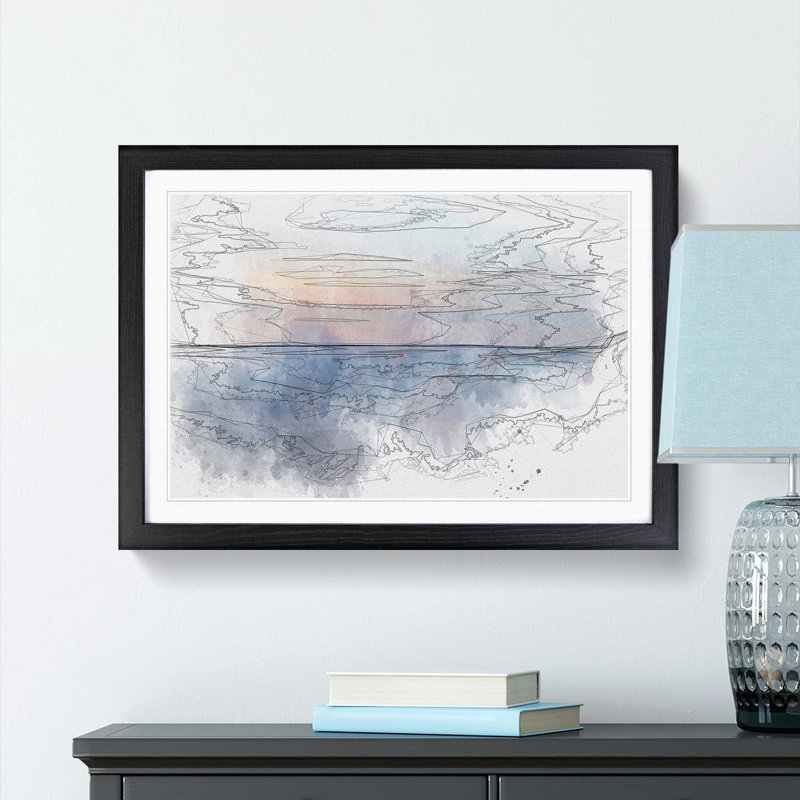 Ocean Wide in Abstract - Picture Frame Graphic Art Print, 36cm H x 48cm W x 2cm D, Black Framed