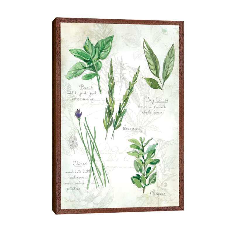 Fresh Herbs I by Carol Robinson - Painting on Canvas, 66.04 cm H x 45.72 cm W, Brown Framed