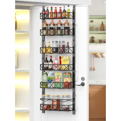 Over The Door Pantry Organizer, 6-Tier Pantry Organizers And Storage, 6+1 Metal Hanging Wall Mount Spice Rack -  Rebrilliant, F2EDE00F13D844E28ABF6B877EA98BA6