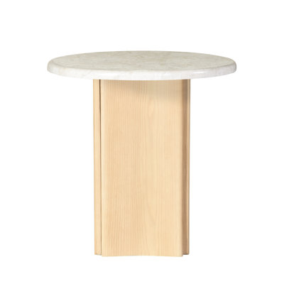 Table de bout avec plateau en marbre et finition en chêne épais de 32 mm, fabrication en résine, capacité de poids de 40 lb, plateau de 24 pouces dans toutes les dimensions, base courbée en bois, placage, limite