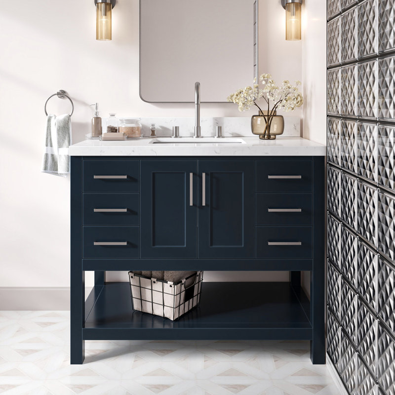Meuble-lavabo simple 42 po ARIEL Moille, Bleu minuit, Rectangular