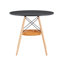 Table de salle à manger circulaire de 31,5 po de diamètre, plateau de table en panneau de fibres à densité moyenne, pieds en bois massif, avec structure de panier de rangement tissé suspendu. Une table basse décontractée convenant à 2 à 4 personnes.