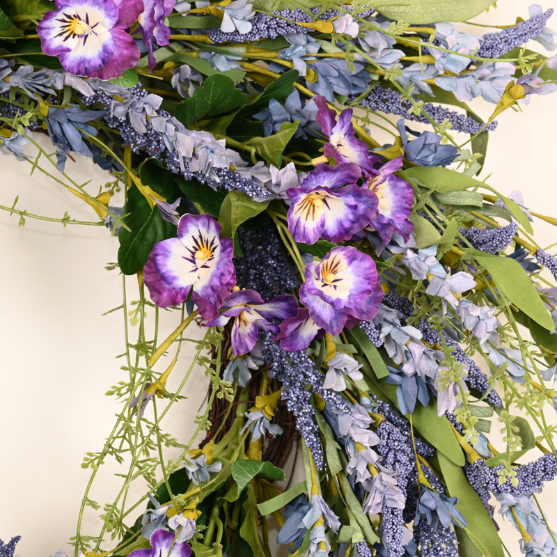 Couronne de porte 22 po, Vert/mauve