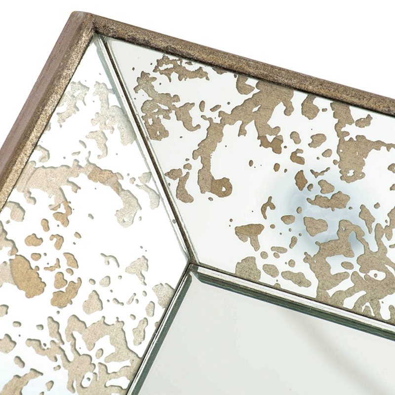 Miroir rectangulaire argenté 20 po x 12 po avec accents floraux