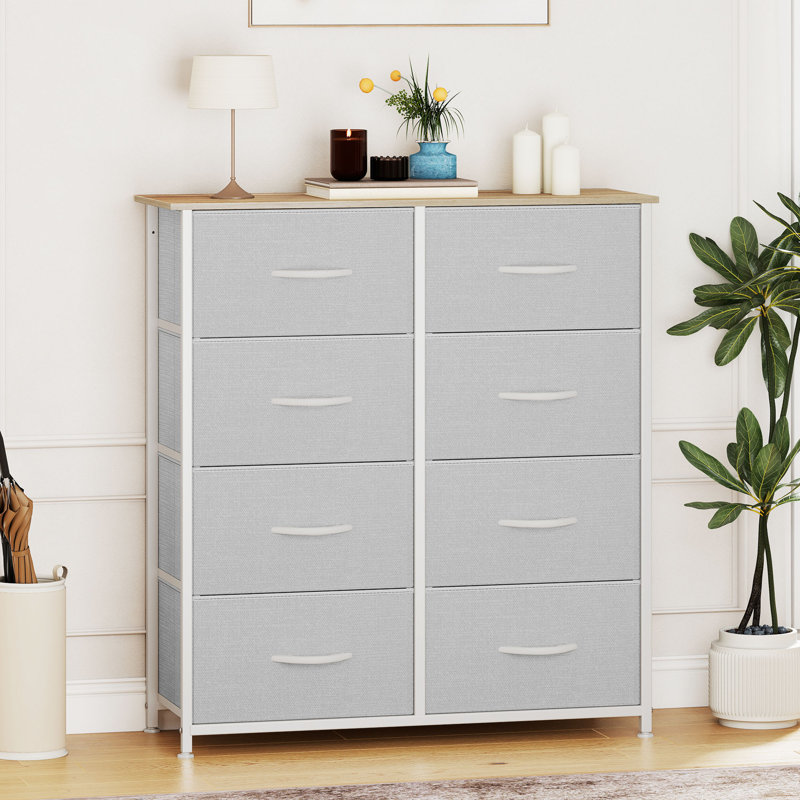  8-Drawer Double Dresser 2-Piece Set (33.7" W) – Versatile Storage With Sleek Design, Light Gray