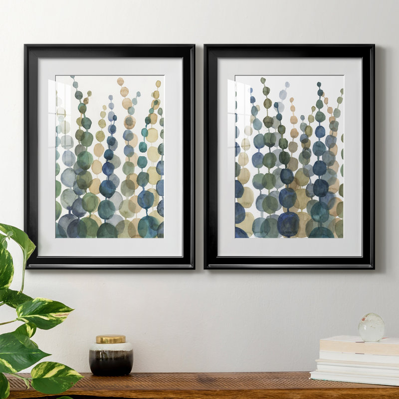 " Pompom Botanical I " 2 - Pieces, 42.5" H x 30.5" W x 1" D, Black Framed
