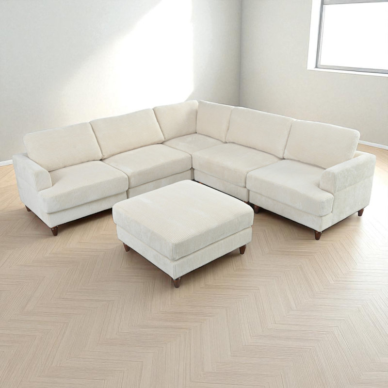 Canapé-lit modulaire rembourré 6 pièces 6 pièces, Polyester beige