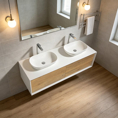 Meuble-lavabo mural 63 po avec lavabo vasque et tiroir en U 63 po