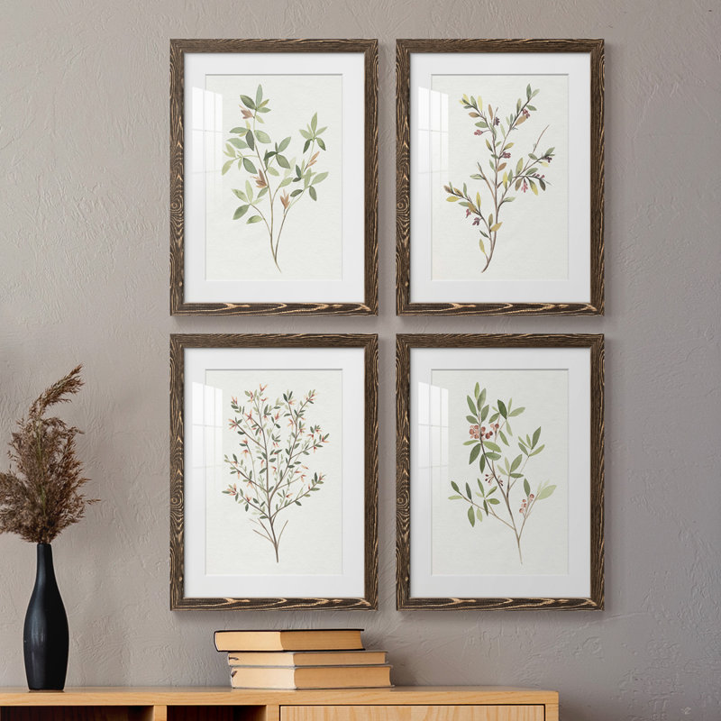 Simple Sprig I - ensemble de 4 reproductions de cadres photo, H 20 po x l 68 po x P 1,5 po, Noyer