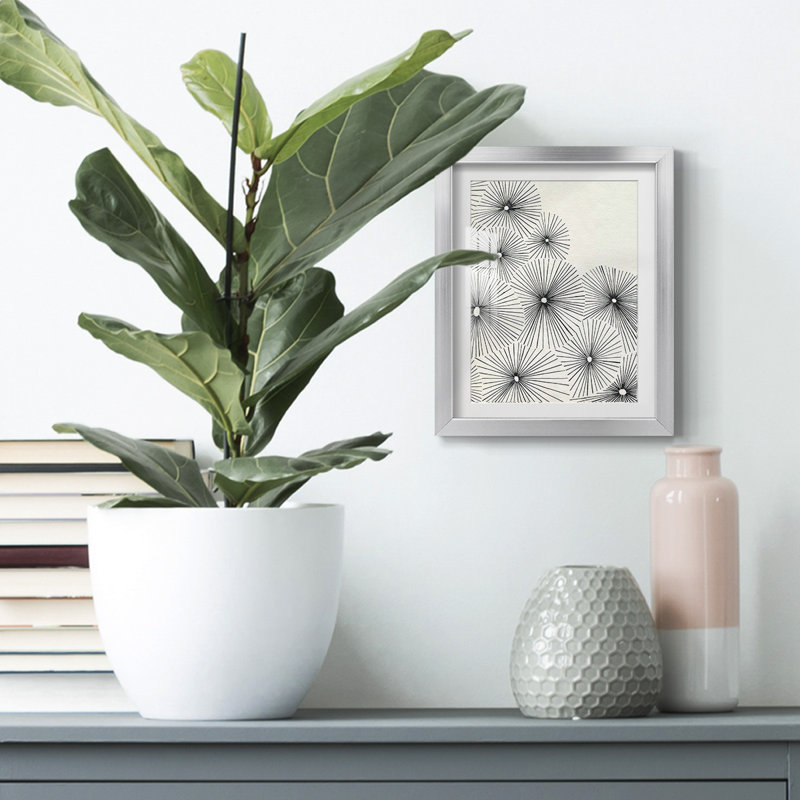 Umbrella Bursts I -Framed Print, Silver