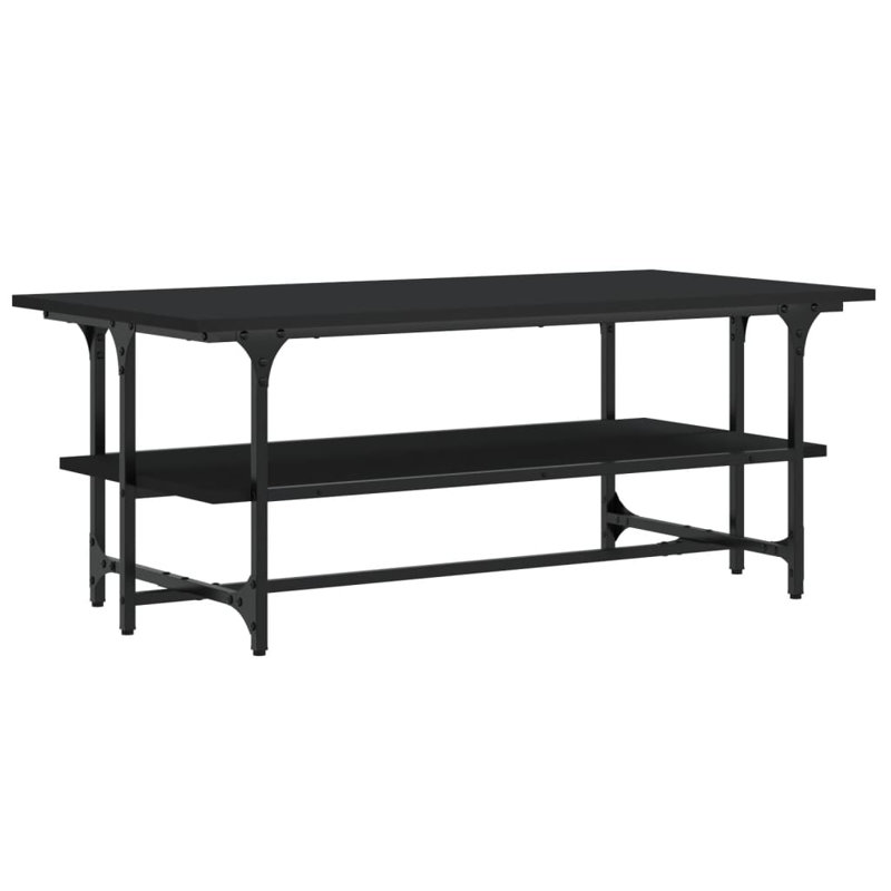 Elem Trestle Coffee Table with Storage, Black