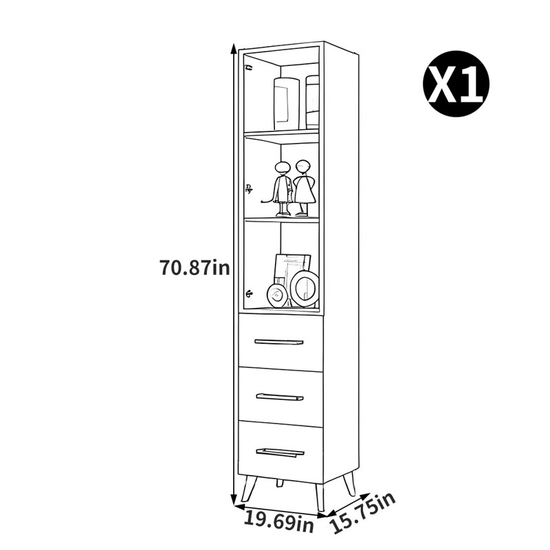 Norik, (3 tablettes) H 70,87 po x l 19,69 po x P 15,75 po, Or / gris foncé