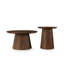 Ensemble de 2 tables basses rondes, grandes et petites tables centrales et d'appoint en bois, finition noyer moderne pour le salon et le bureau